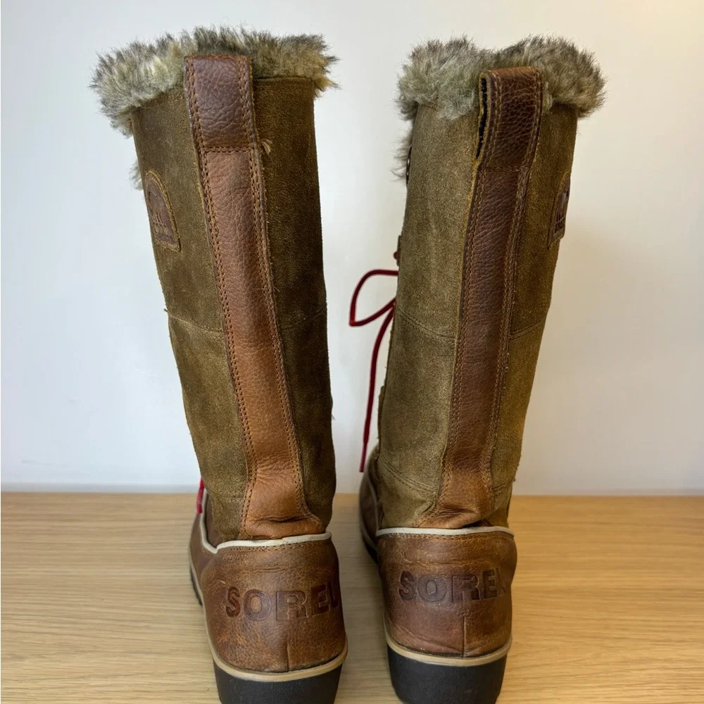 Sorel Tofino Womens 6.5 Brown Leather Faux Fur Waterproof Winter Boots NL2194237